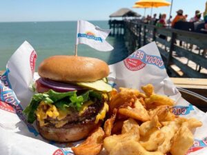 hamburger basket at the Cocoa Beach Pier