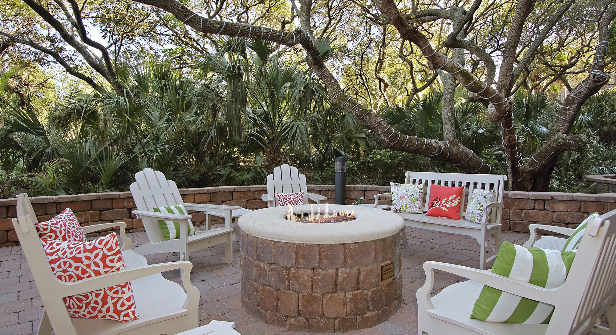 Outdoor seating and fire pit at the Courtyard by Marriott Cocoa Beach