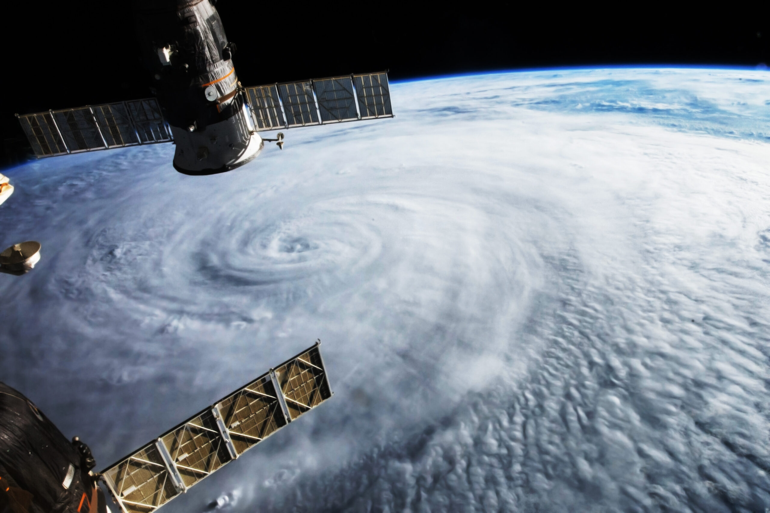 An aerial view of Hurricane Dorian from the International Space Station