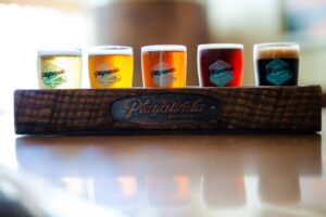 flight of beers at Playlinda Brewing Co