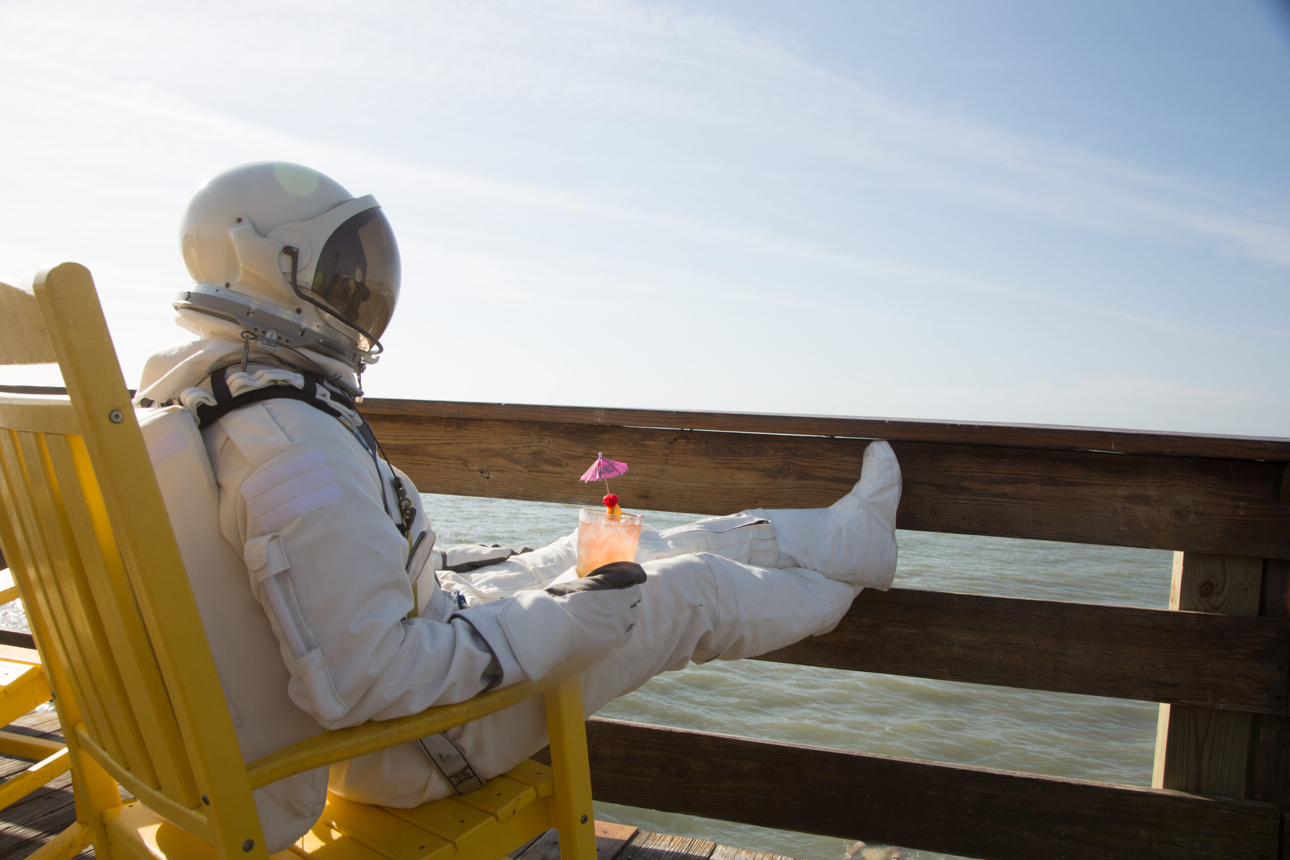 Spaceman Relaxes on the Cocoa Beach Pier