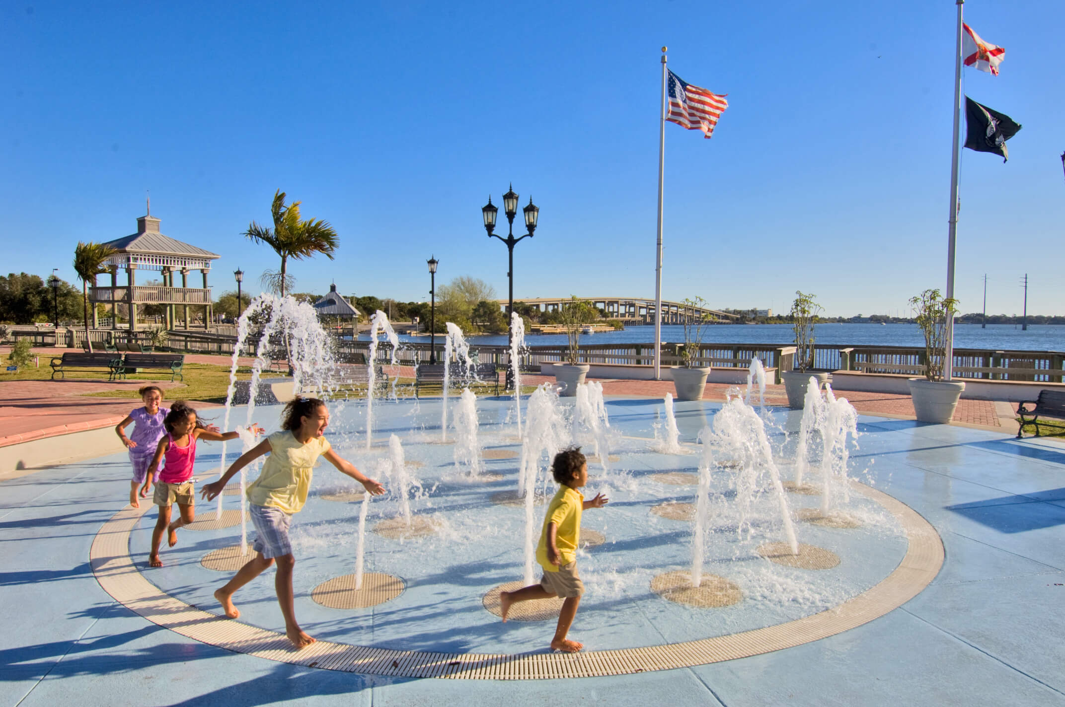 kids playing in splash pad