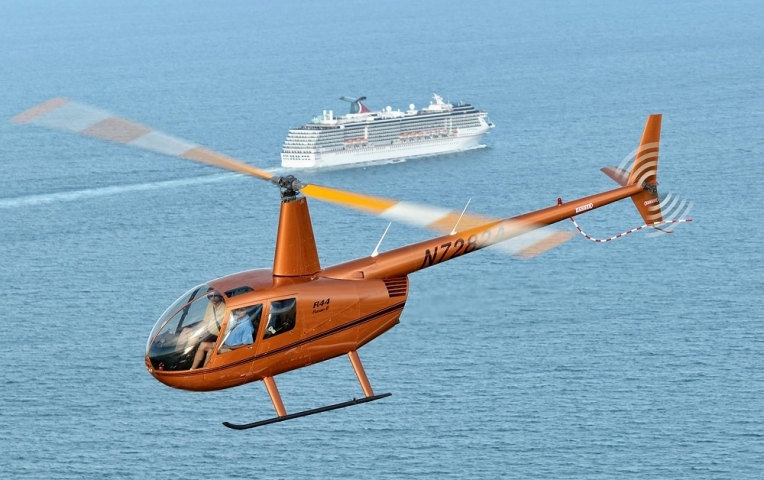 Cocoa Beach Helicopter View from Sky with Cruise Ship