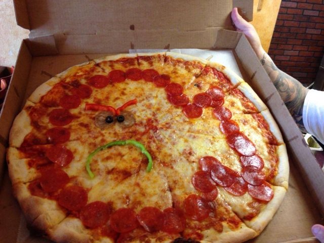 Mamma Rosa's Pizza and Restaurant Pepperoni Pizza Designed to look like a Fish