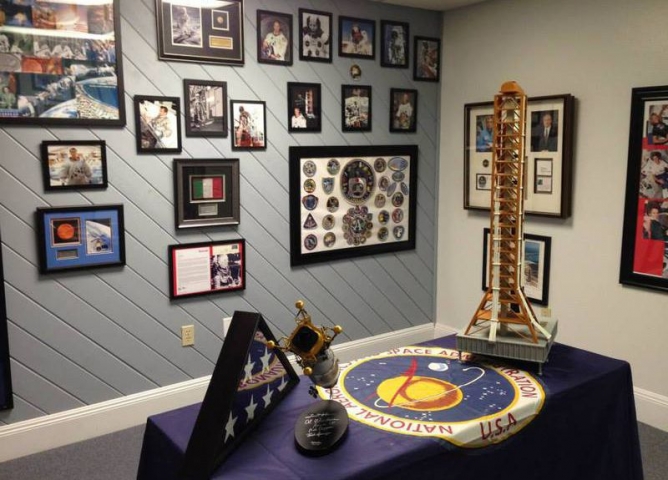 American Space Museum & Space Walk of Fame  Interior View with Framed Photos and Mission Patches