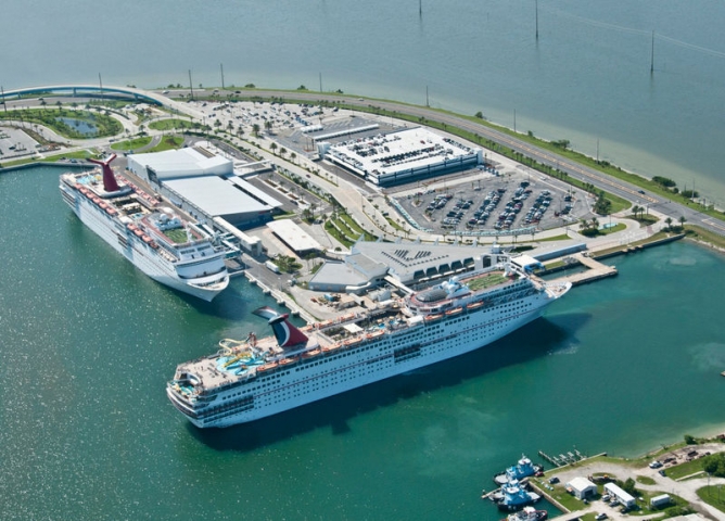 Carnival Cruise Lines, Inc Ship Docked and Port View from Air