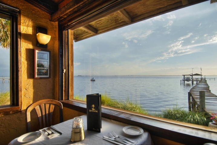Cafe Coconut Cove Window Side View of Water and Dock