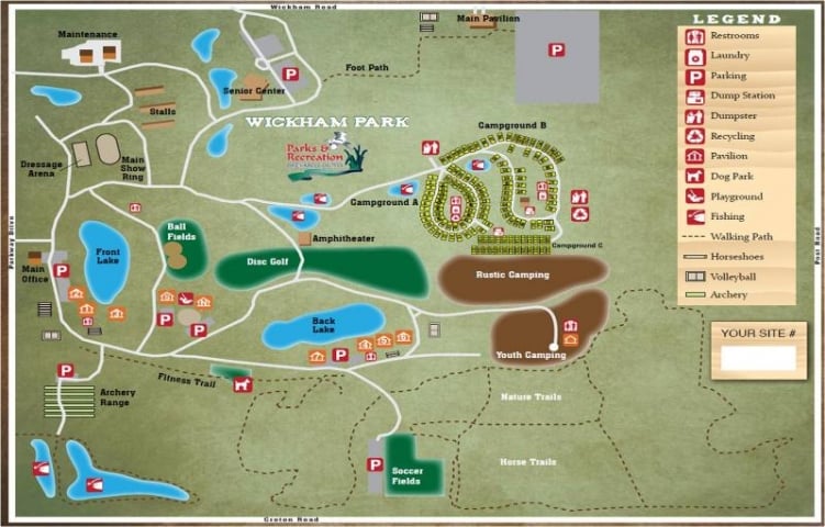 Wickham Park Campgrounds Map