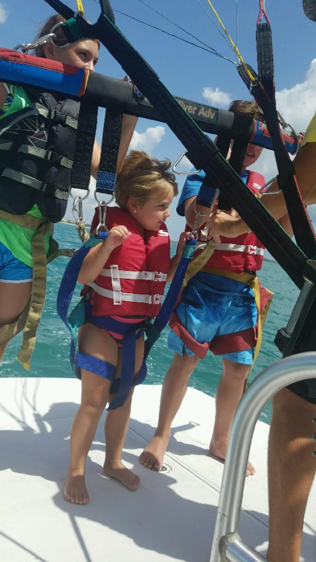 Cocoa Beach Parasail Family Getting Ready to go Up