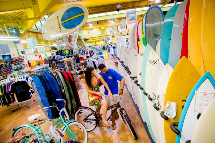 Cocoa Beach Surf Company Woman Testing Bike