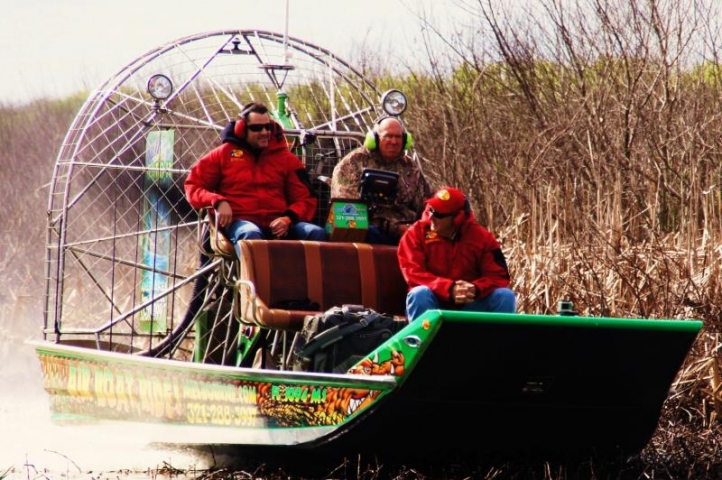 Airboat Rides of Melbourne Men Enjoying an Airboat Ride