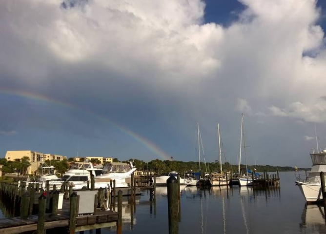 Cocoa Village Marina With Rainbow in Background