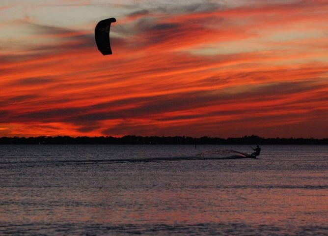 321 Kiteboarding at Sunset