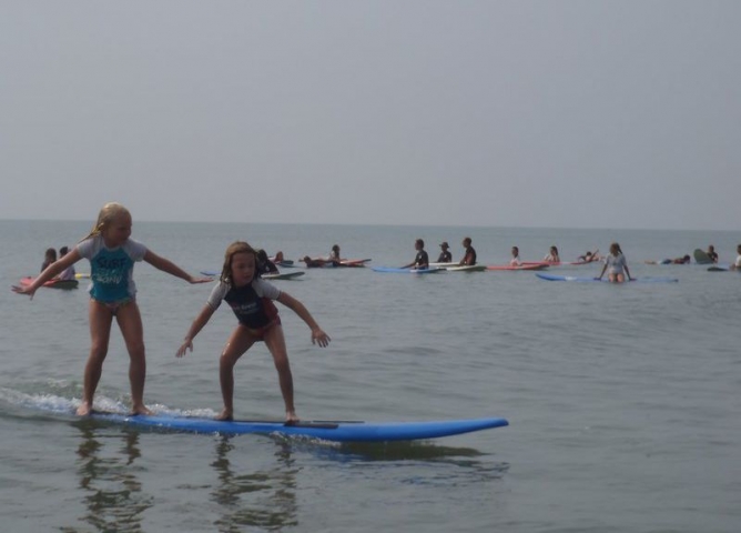 Surfguys Surf School Kids Practicing