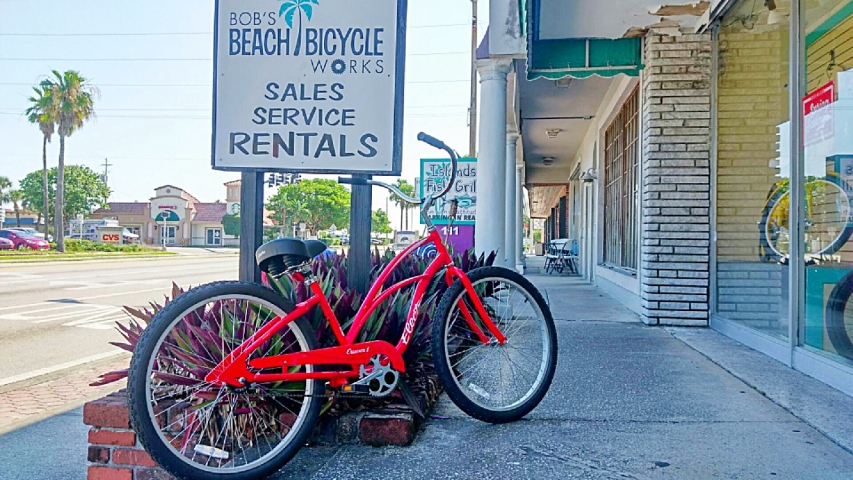 Bob's Beach Bicycle Works Bike on the Sidewalk