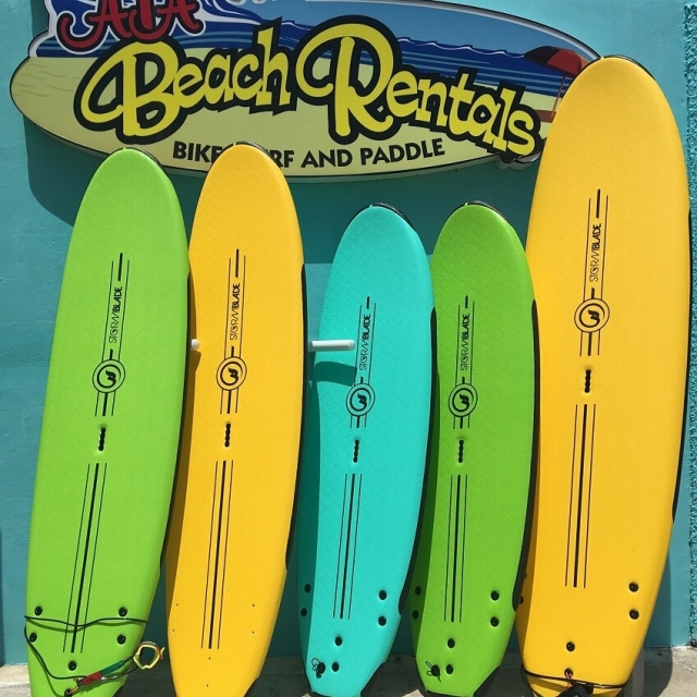 A1A Beach Rentals Surfboards with Sign