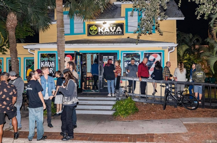 Island Root Kava Bar Exterior with Patrons