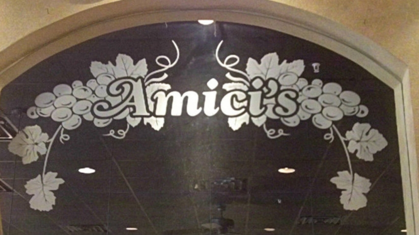 Amici's Italian Restaurant Logo on Window