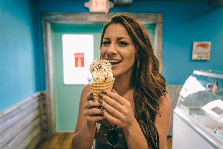 Lighthouse Cove Mini Golf Woman Enjoying Ice Cream