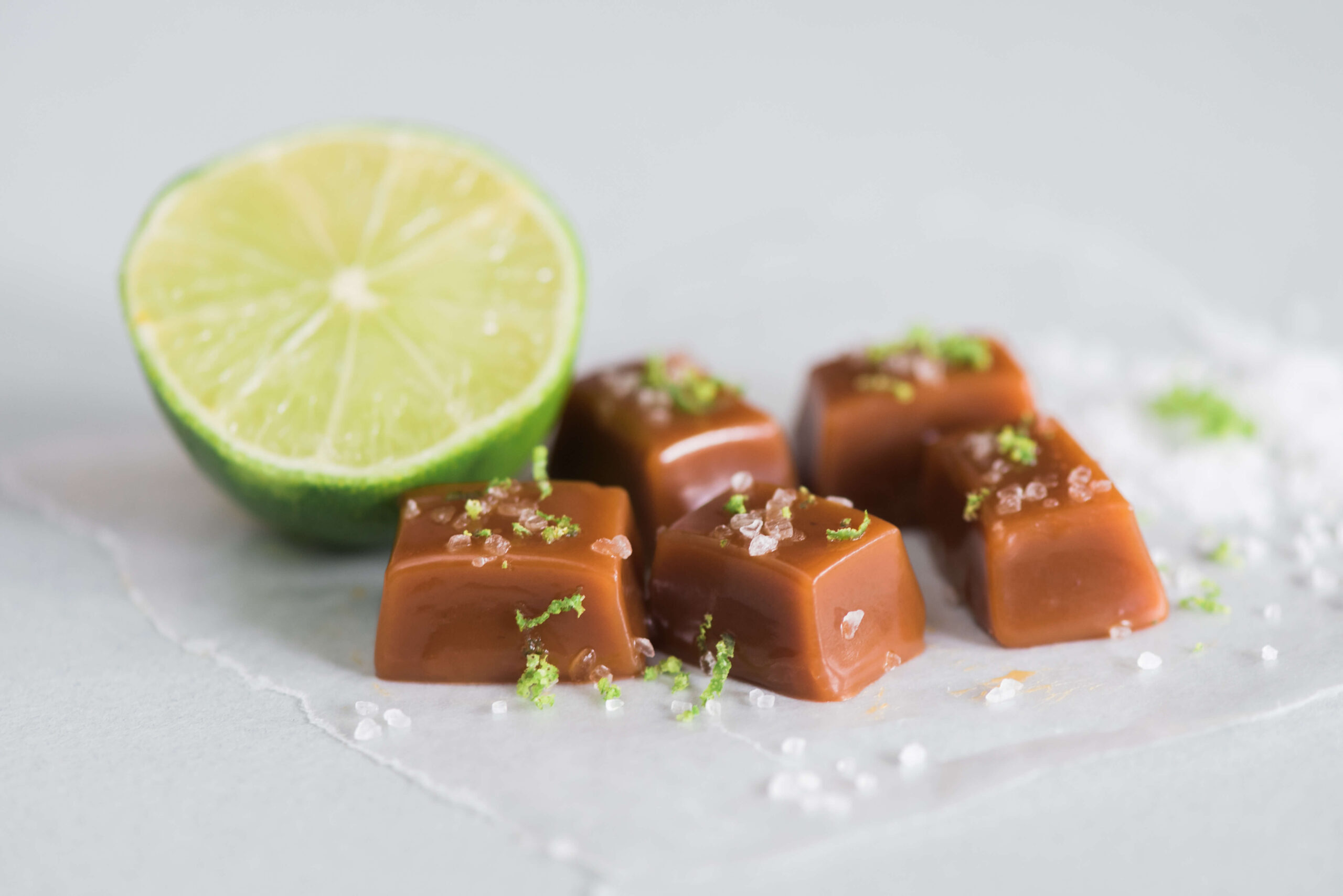 Southern Caramel candy pieces zested with lime