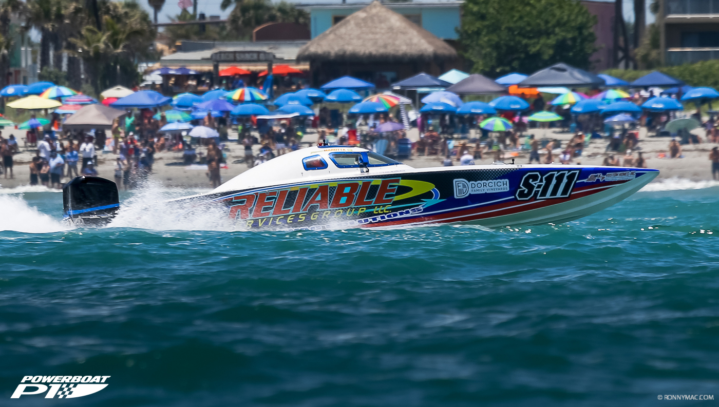 Super Boat in Crowd at Beach Shack in Cocoa Beach