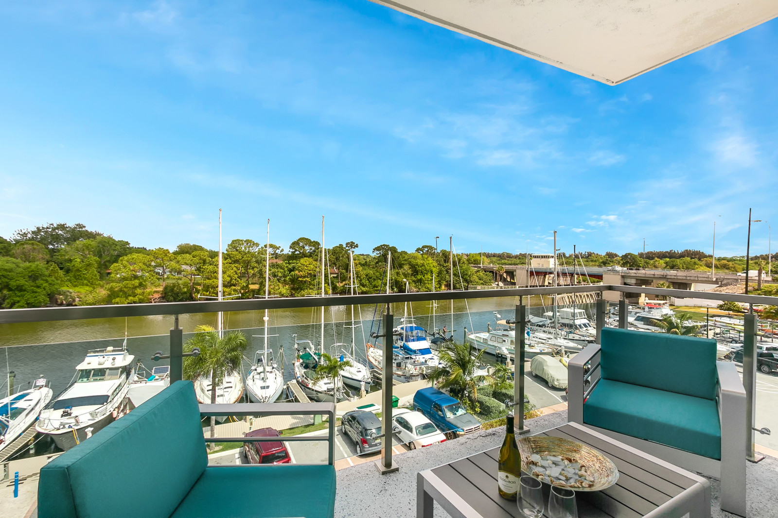 Cape Crossing Resort Suite balcony view of marina