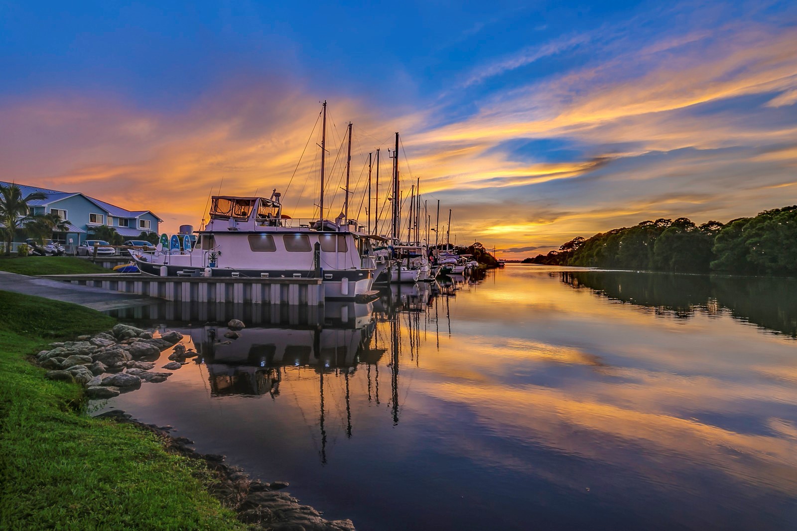 Cape Crossing marina at sunset