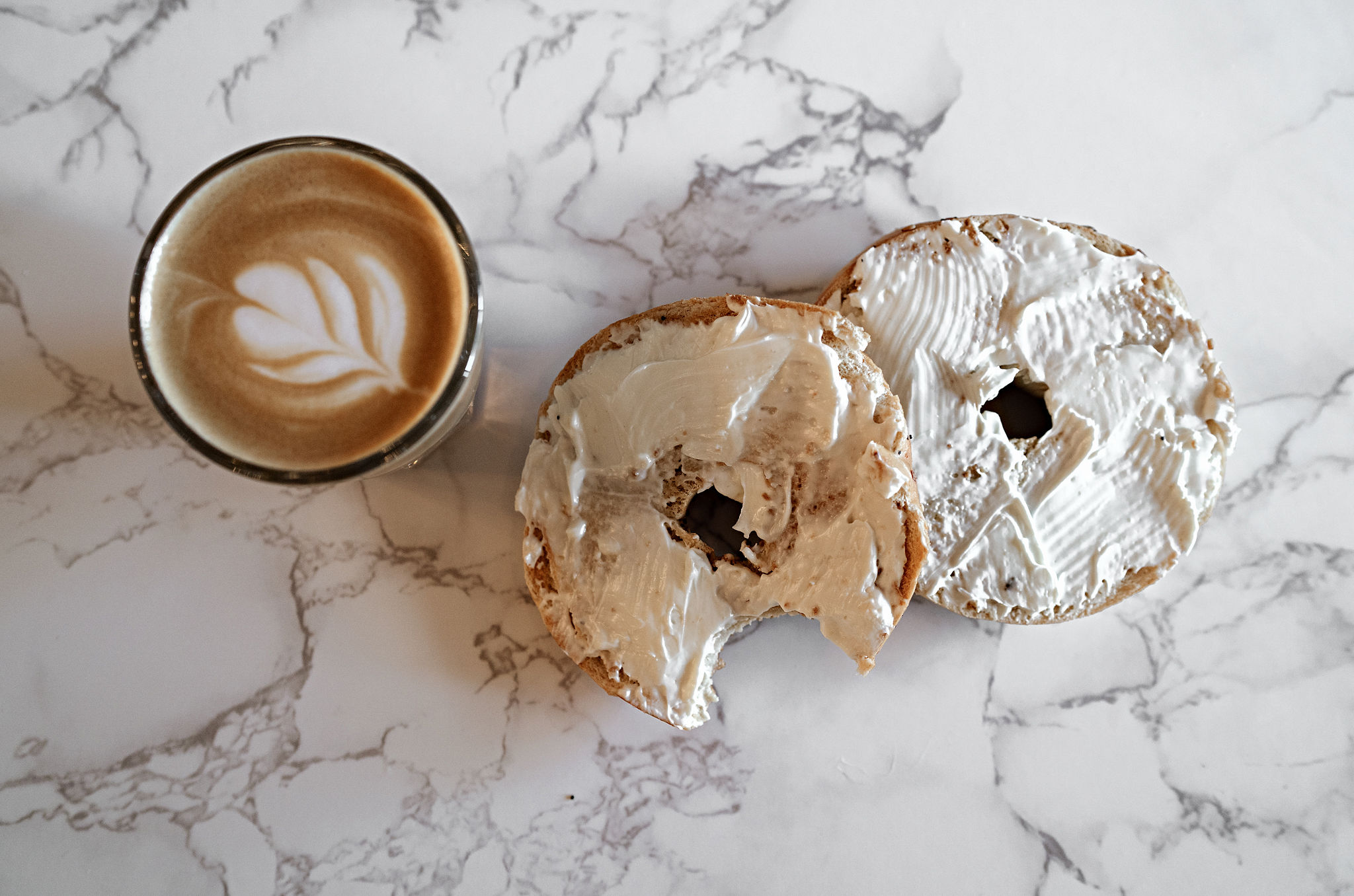River Road Coffee and Popsicles bagels and beverage