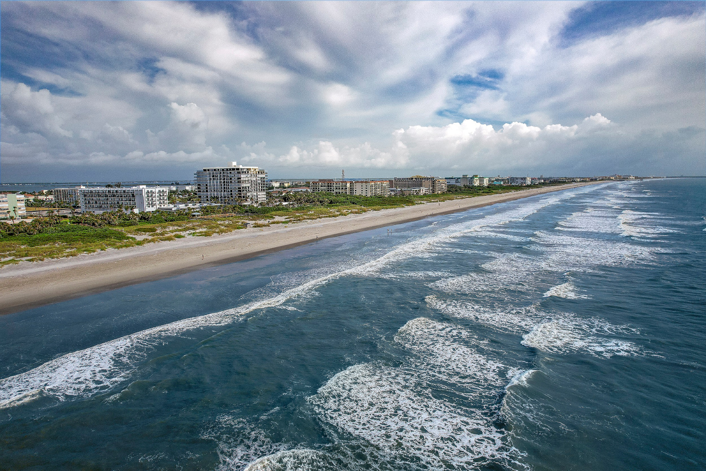 Hilton Garden Inn Cocoa Beach drone shot from ocean