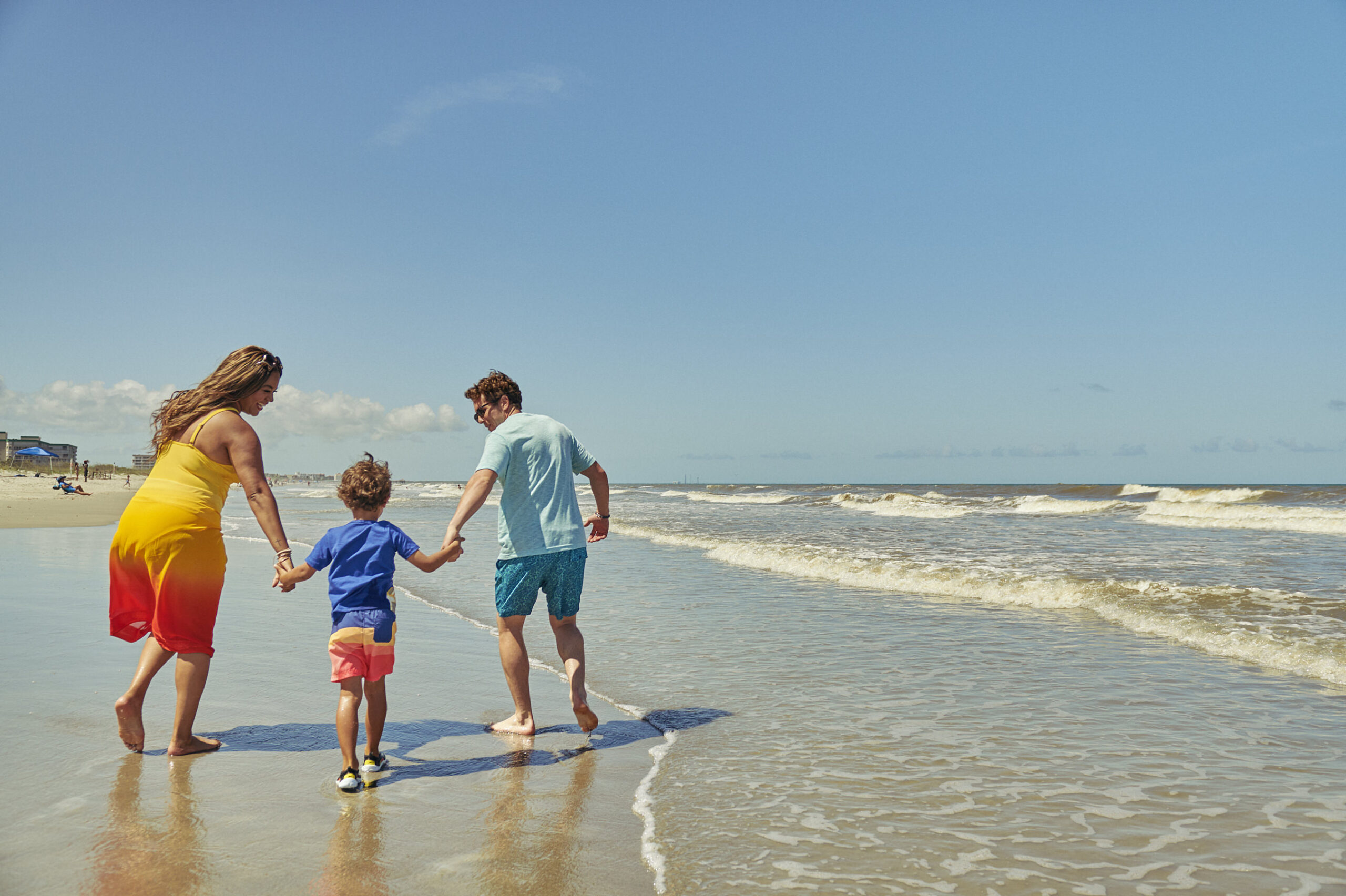 family on beach