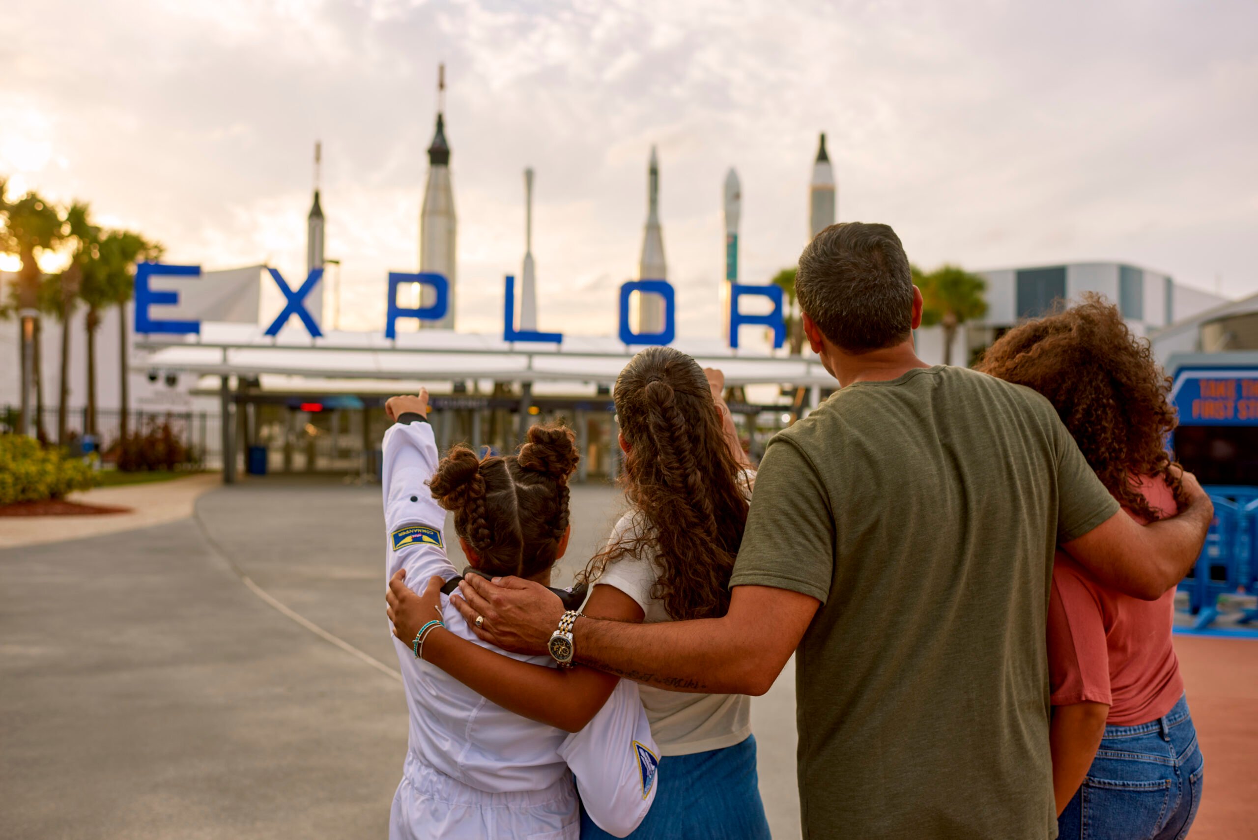 Family at the kennedy space center visitor complex