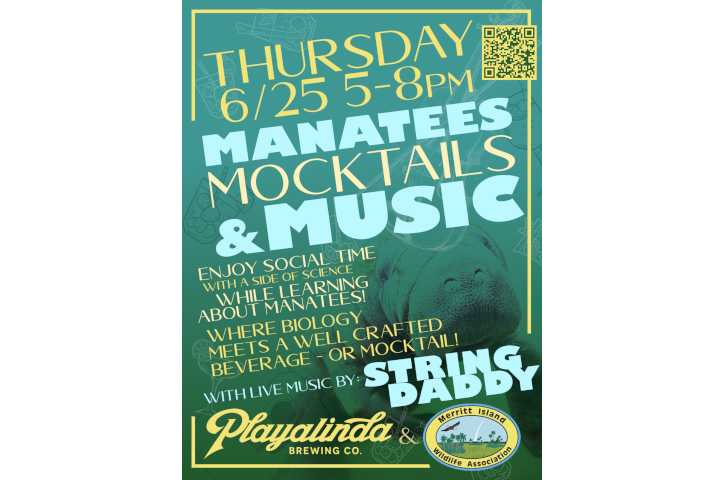 Manatees, Mocktails, & Music Flyer