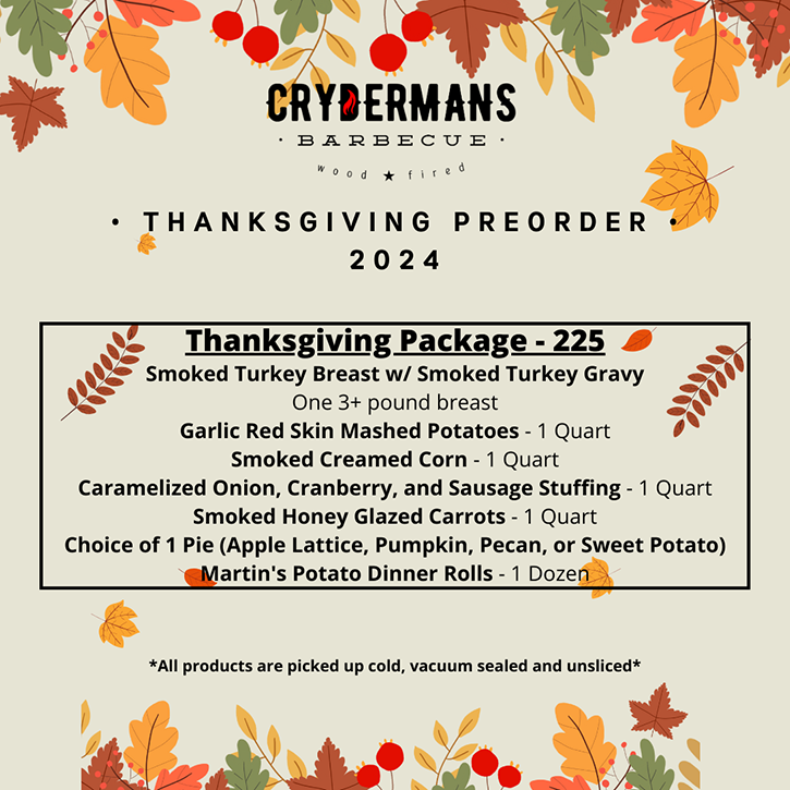 Cryderman's Barbeque Thanksgiving Special