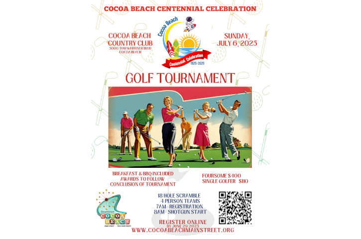 cocoa beach centennial celebration golf sign up new logo