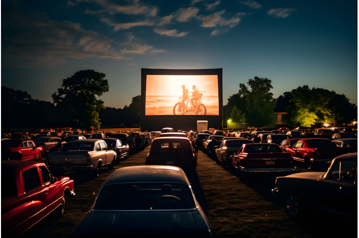 Nostalgic Evening at Drive-In Theater: A Snapshot of Timeless Americana