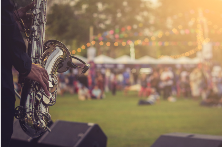 jazz musician playing outdoor concert