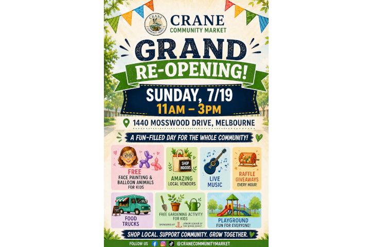 Crane Community Market Grand Re-Opening Flyer
