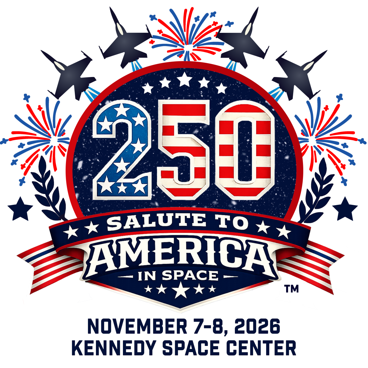 The Salute to America 250 Logo with the November 7-8 dates at Kennedy Space Center